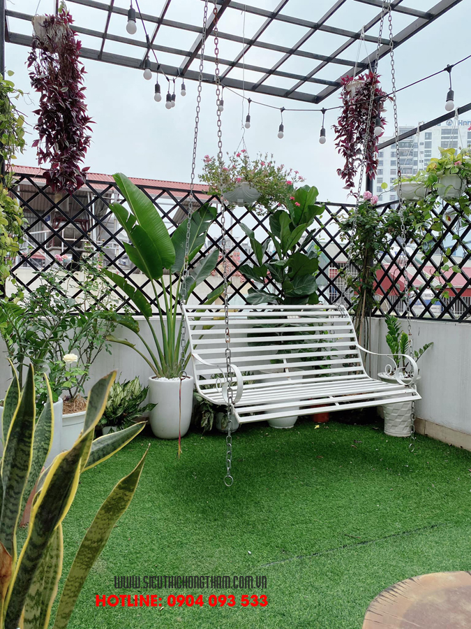 sân thượng trồng cây góc chil thảnh thơi của gia đình