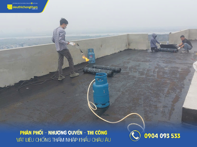 Thi công màng chống thấm bitum khò nóng