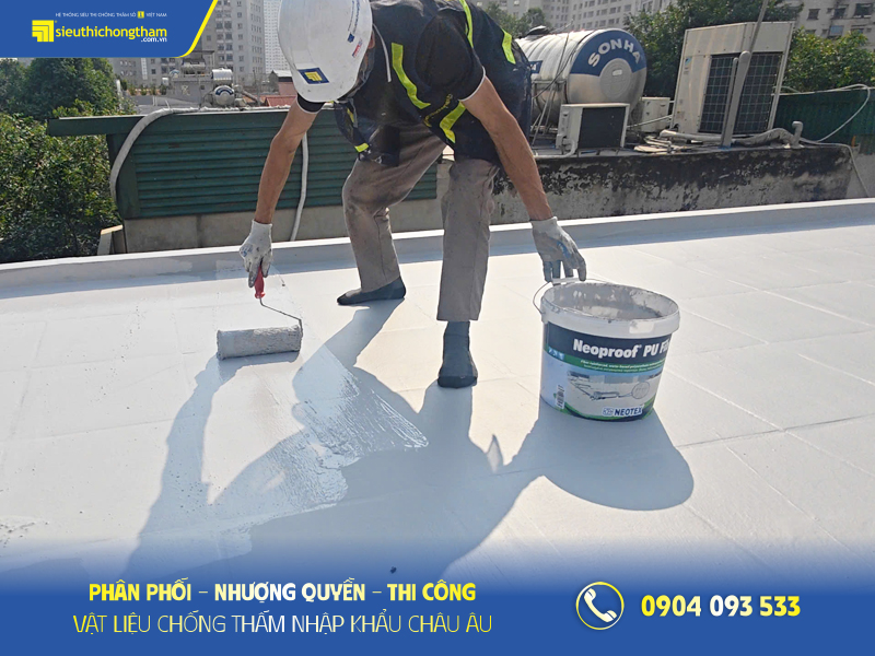 Quét chống thấm dột trần nhà với Neoproof PU Fiber