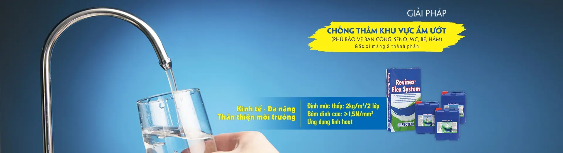 Chống thấm khu vực ẩm ướt phủ bảo vệ Revinex Flex System