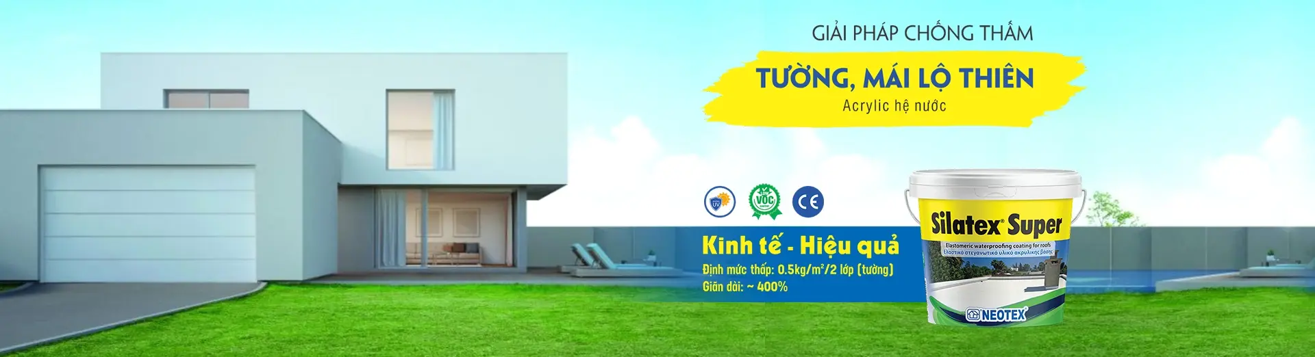 Chống thấm mái và tường lộ thiên Silatex Super